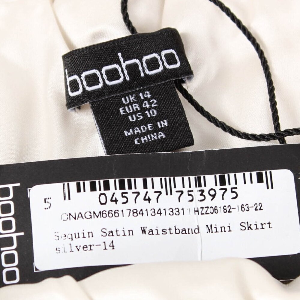 Boohoo Sequin Satin Waistband Mini Skirt - Size 10 - NWT - Picture 7 of 10